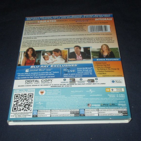 The Change-Up (Blu-ray/DVD, 2011, 2-Disc Set, Canadian) w/ slipcover - Picture 2 of 4